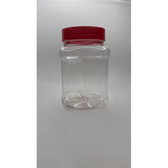 1000 ml (1 Litre) Şeffaf PET Gıda Kavanozu Kırmızı Vidalı Kapaklı