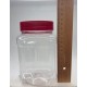 1000 ml (1 Litre) Şeffaf PET Gıda Kavanozu Kırmızı Vidalı Kapaklı