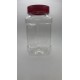 1400 ml Şeffaf PET Gıda Kavanozu Kırmızı Vidalı Kapaklı