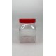 250 ml Şeffaf PET Gıda Kavanozu Kırmızı Vidalı Kapaklı