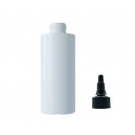 250 ml Beyaz Mat Plastik Şişe (PET) Siyah Asansör Kapaklı (Çevirmeli Damlatmalı Kapak)