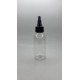100 ml Şeffaf Plastik Şişe (PET) Siyah Asansör Kapaklı (Çevirmeli Damlatmalı Kapak)
