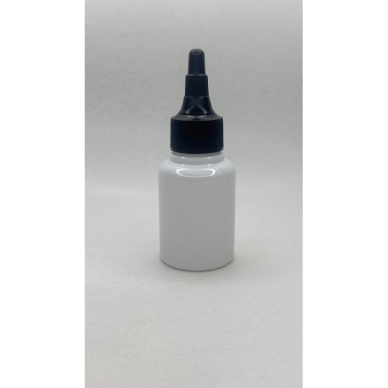 60 ml Beyaz Plastik Şişe (PET) Siyah Asansör Kapaklı (Çevirmeli Damlatmalı Kapak)