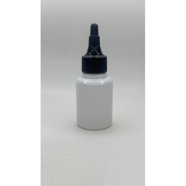 60 ml Beyaz Plastik Şişe (PET) Siyah Asansör Kapaklı (Çevirmeli Damlatmalı Kapak)