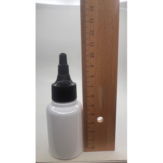 60 ml Beyaz Plastik Şişe (PET) Siyah Asansör Kapaklı (Çevirmeli Damlatmalı Kapak)