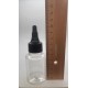 60 ml Şeffaf Plastik Şişe (PET) Siyah Asansör Kapaklı (Çevirmeli Damlatmalı Kapak)