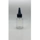 60 ml Şeffaf Plastik Şişe (PET) Siyah Asansör Kapaklı (Çevirmeli Damlatmalı Kapak)