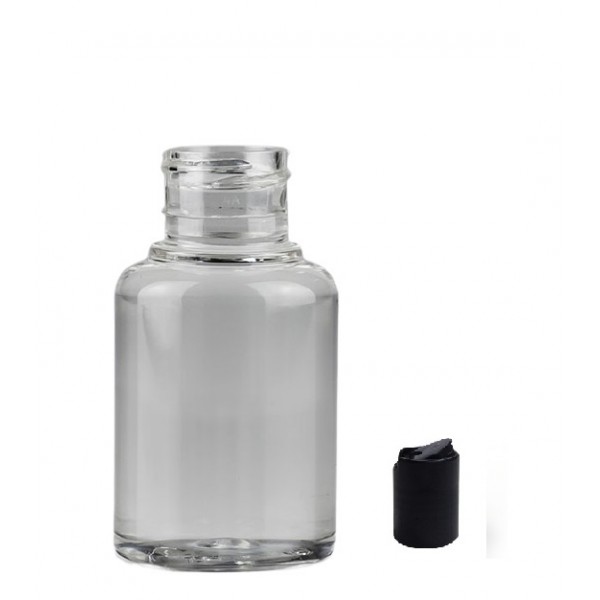60 ml Şeffaf Plastik Şişe (PET) Siyah Disc Top Kapaklı
