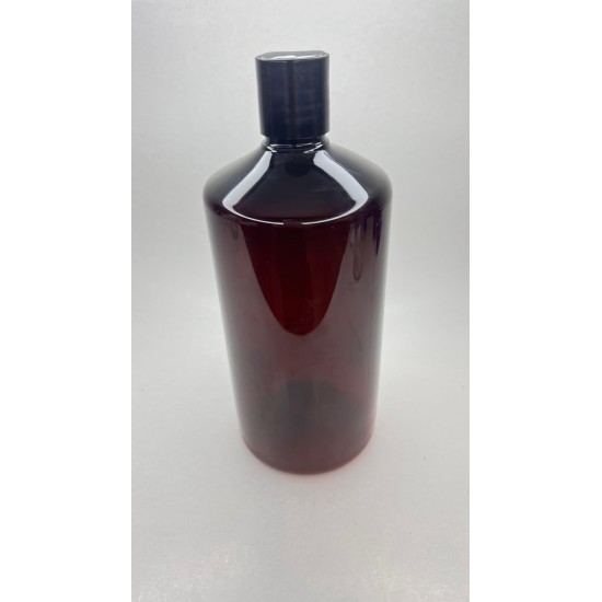 1000 ml Kahverengi Plastik Şişe (PET) Siyah Disc Top Kapaklı (1 Litre)
