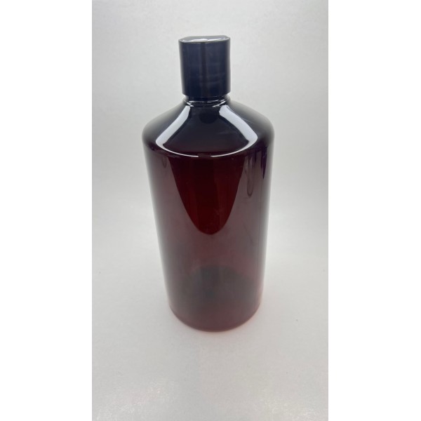 1000 ml Kahverengi Plastik Şişe (PET) Siyah Disc Top Kapaklı (1 Litre)