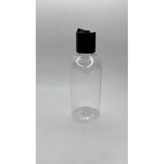 100 ml Şeffaf Plastik Şişe (PET) Siyah Disc Top Kapaklı