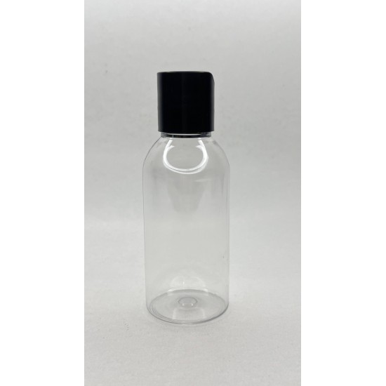 100 ml Şeffaf Plastik Şişe (PET) Siyah Disc Top Kapaklı