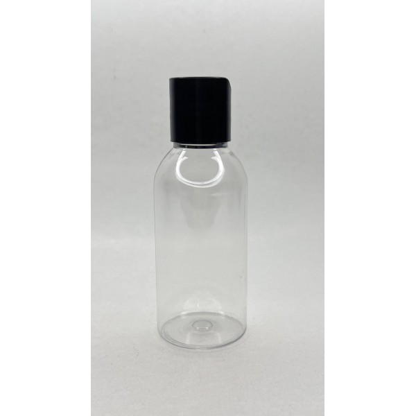 100 ml Şeffaf Plastik Şişe (PET) Siyah Disc Top Kapaklı