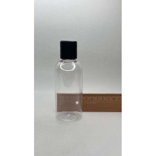 100 ml Şeffaf Plastik Şişe (PET) Siyah Disc Top Kapaklı