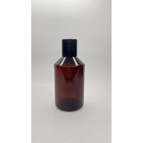 250 ml Kahverengi Plastik Şişe (PET) Siyah Disc Top Kapaklı