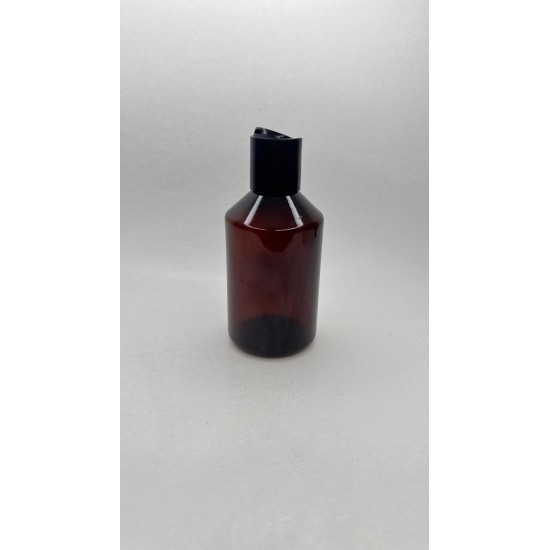250 ml Kahverengi Plastik Şişe (PET) Siyah Disc Top Kapaklı