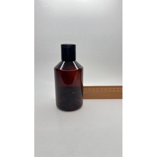 250 ml Kahverengi Plastik Şişe (PET) Siyah Disc Top Kapaklı