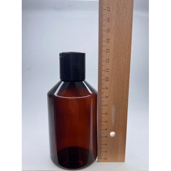 250 ml Kahverengi Plastik Şişe (PET) Siyah Disc Top Kapaklı