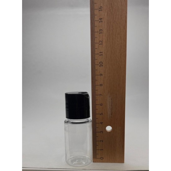 30 ml Şeffaf Plastik Şişe (PET) Siyah Disc Top Kapaklı