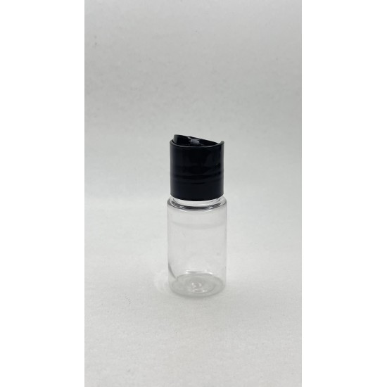 30 ml Şeffaf Plastik Şişe (PET) Siyah Disc Top Kapaklı
