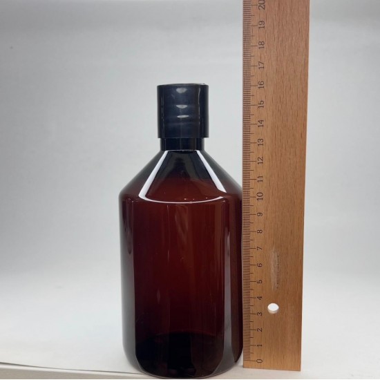 500 ml Kahverengi Plastik Şişe (PET) Siyah Disc Top Kapaklı