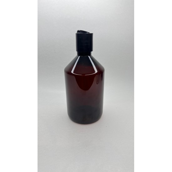 500 ml Kahverengi Plastik Şişe (PET) Siyah Disc Top Kapaklı