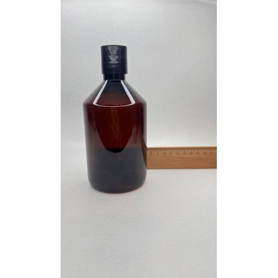 500 ml Kahverengi Plastik Şişe (PET) Siyah Disc Top Kapaklı