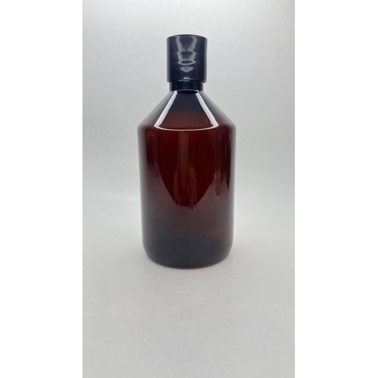 500 ml Kahverengi Plastik Şişe (PET) Siyah Disc Top Kapaklı
