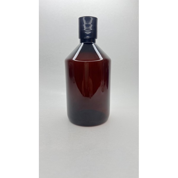 500 ml Kahverengi Plastik Şişe (PET) Siyah Disc Top Kapaklı