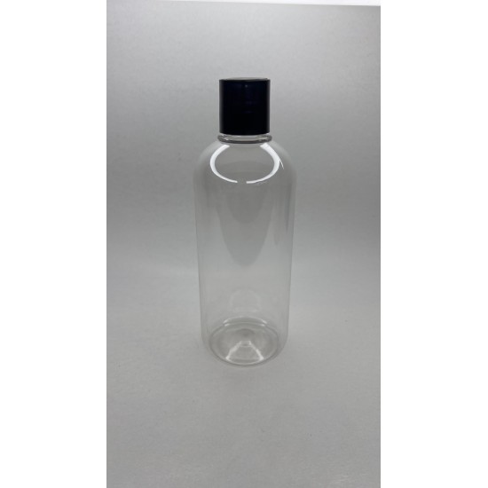 500 ml Şeffaf Plastik Şişe (PET) Siyah Disc Top Kapaklı