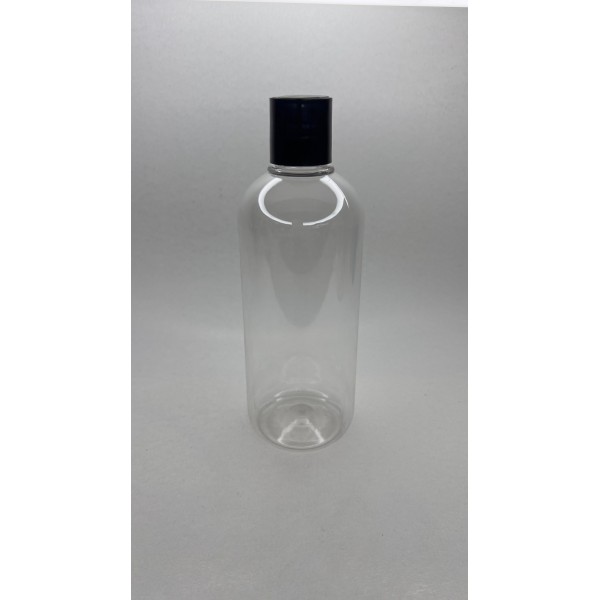 500 ml Şeffaf Plastik Şişe (PET) Siyah Disc Top Kapaklı