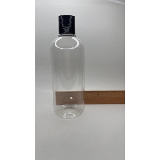 500 ml Şeffaf Plastik Şişe (PET) Siyah Disc Top Kapaklı