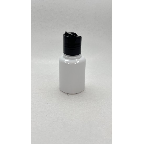 60 ml Beyaz Plastik Şişe (PET) Siyah Disc Top Kapaklı