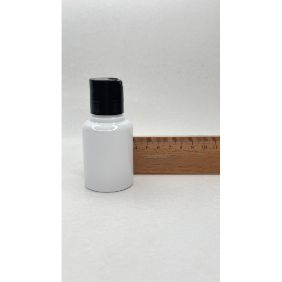 60 ml Beyaz Plastik Şişe (PET) Siyah Disc Top Kapaklı