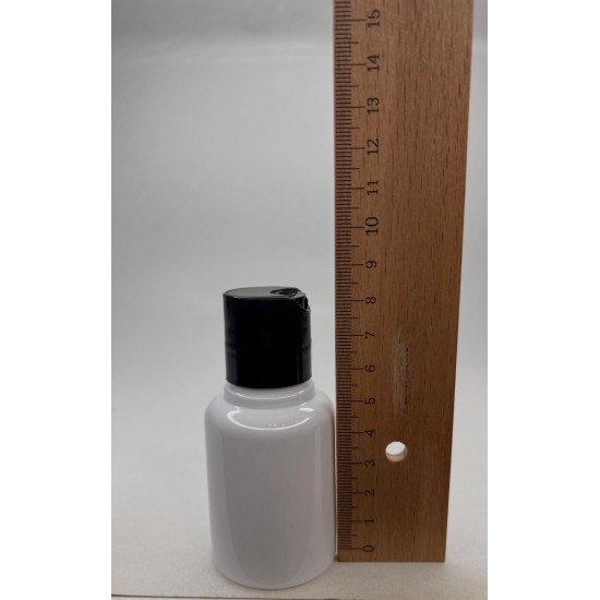 60 ml Beyaz Plastik Şişe (PET) Siyah Disc Top Kapaklı