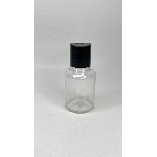 60 ml Şeffaf Plastik Şişe (PET) Siyah Disc Top Kapaklı