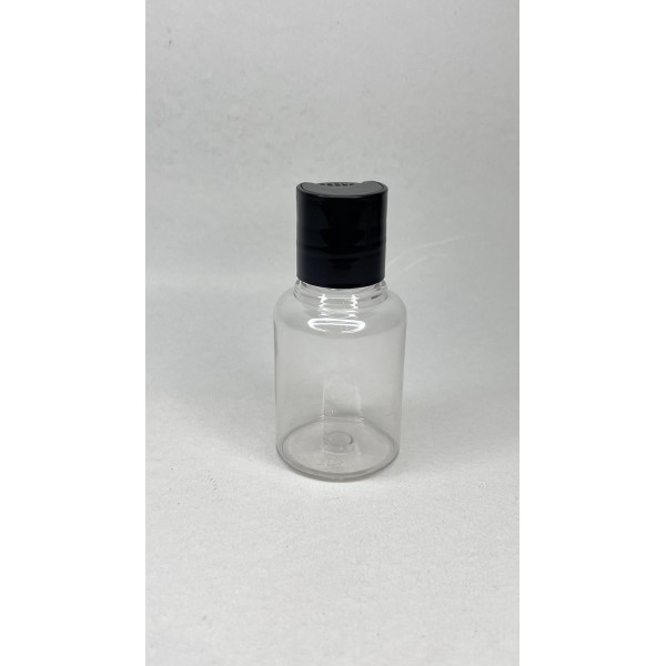 60 ml Şeffaf Plastik Şişe (PET) Siyah Disc Top Kapaklı