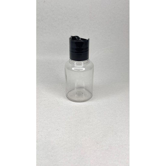 60 ml Şeffaf Plastik Şişe (PET) Siyah Disc Top Kapaklı