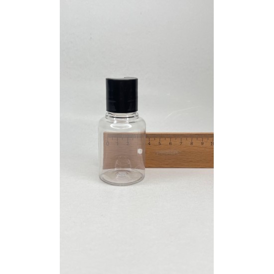 60 ml Şeffaf Plastik Şişe (PET) Siyah Disc Top Kapaklı