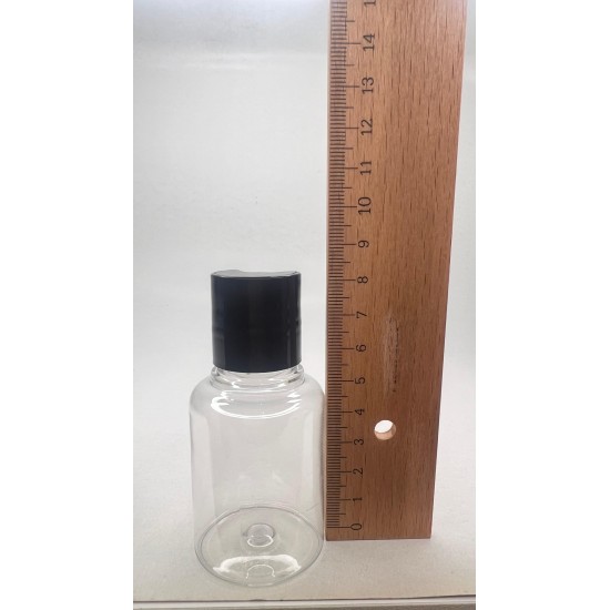 60 ml Şeffaf Plastik Şişe (PET) Siyah Disc Top Kapaklı
