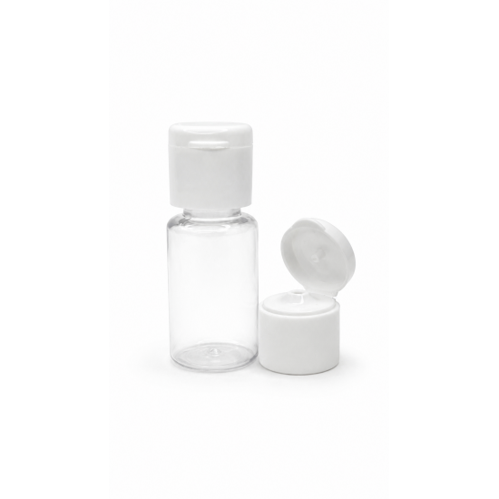 10 ml Şeffaf Plastik Şişe (PET) Beyaz Fliptop Kapaklı