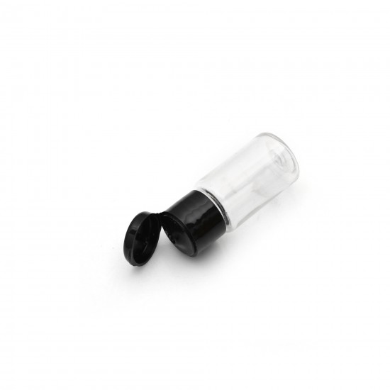 10 ml Şeffaf Plastik Şişe (PET) Siyah Fliptop Kapaklı