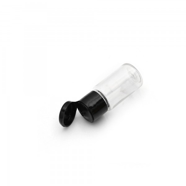10 ml Şeffaf Plastik Şişe (PET) Siyah Fliptop Kapaklı