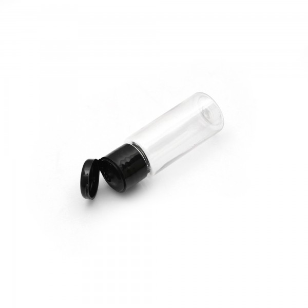 20 ml Şeffaf Plastik Şişe (PET) Siyah Fliptop Kapaklı