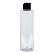250 ml Şeffaf Plastik Şişe (PET) Siyah Fliptop Kapaklı