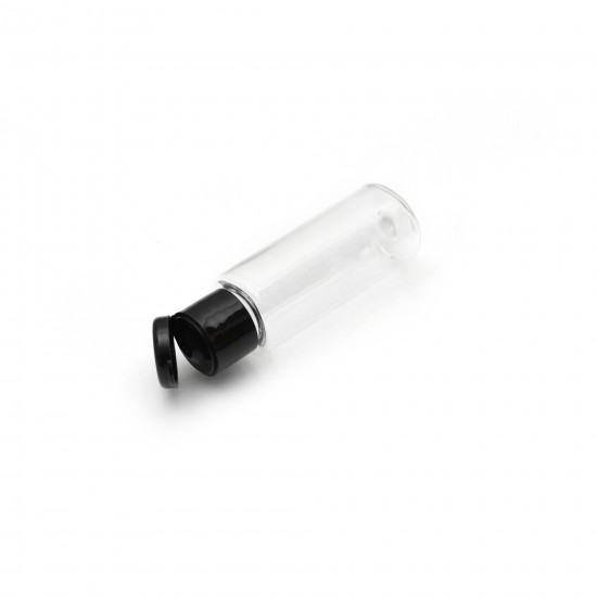 30 ml Şeffaf Plastik Şişe (PET) Siyah Fliptop Kapaklı