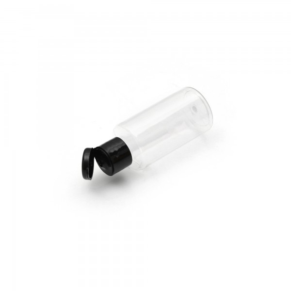 50 ml Şeffaf Plastik Şişe (PET) Siyah Fliptop Kapaklı