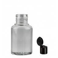 60 ml Şeffaf Plastik Şişe (PET) Siyah Fliptop Kapaklı