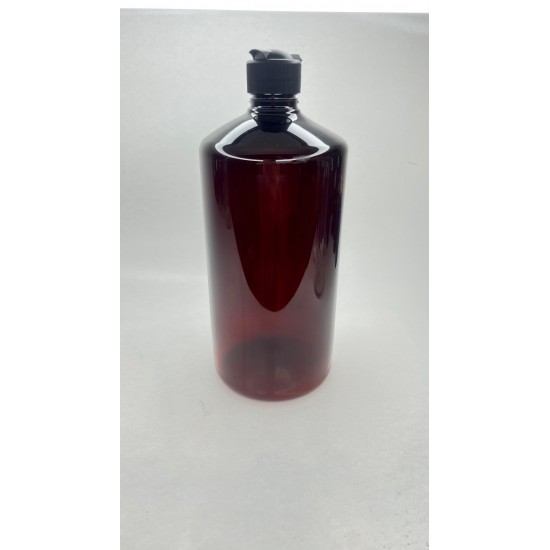 1000 ml Kahverengi Plastik Şişe (PET) Siyah Açmalı Kapaklı (Erka Kapak)