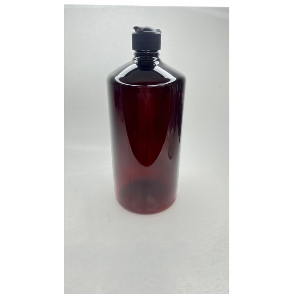 1000 ml Kahverengi Plastik Şişe (PET) Siyah Açmalı Kapaklı (Erka Kapak)
